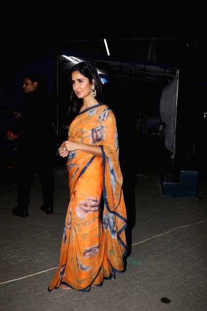 Bollywood Actress Katrina Kaif Stills in Orange Saree 6